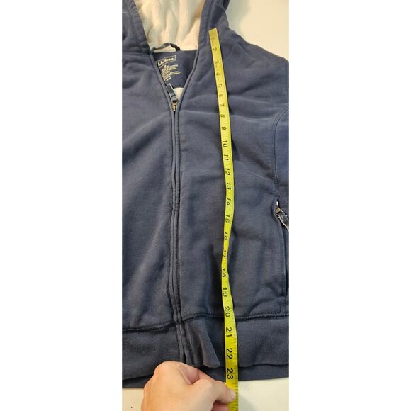L.L.Bean navy blue SOFT thick fleece lining warm winter zip up hoodie jacket S - Picture 7 of 7